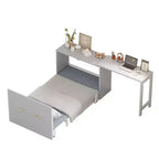 Lit simple avec coussin pliant, lit coffre mural pliant avec bureau à position réglable, blanc/gris