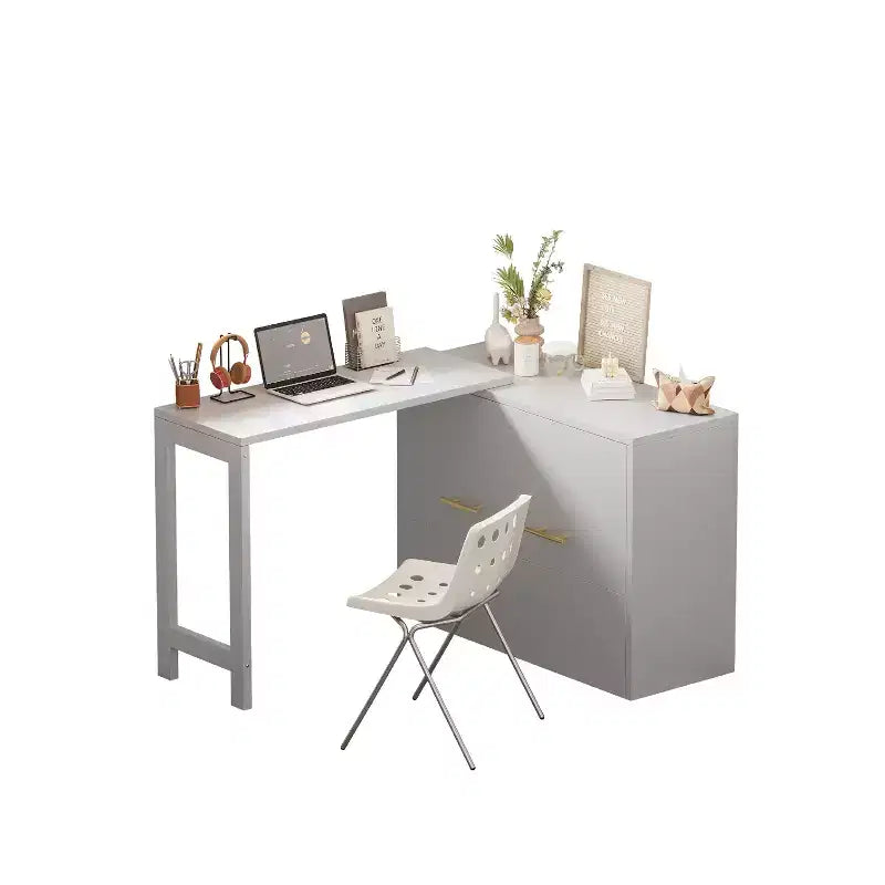 Lit simple avec coussin pliant, lit coffre mural pliant avec bureau à position réglable, blanc/gris