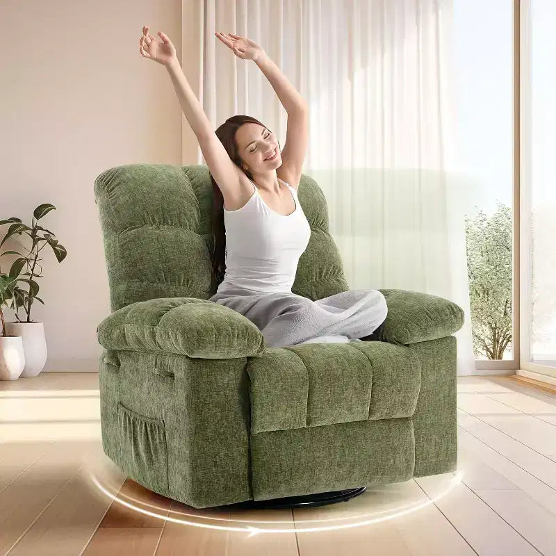Fauteuil inclinable à bascule, Fauteuil à bascule pivotant à 360°, Fauteuil inclinable simple Lazy Boy, Poches latérales, pour Salon, Petits Espaces