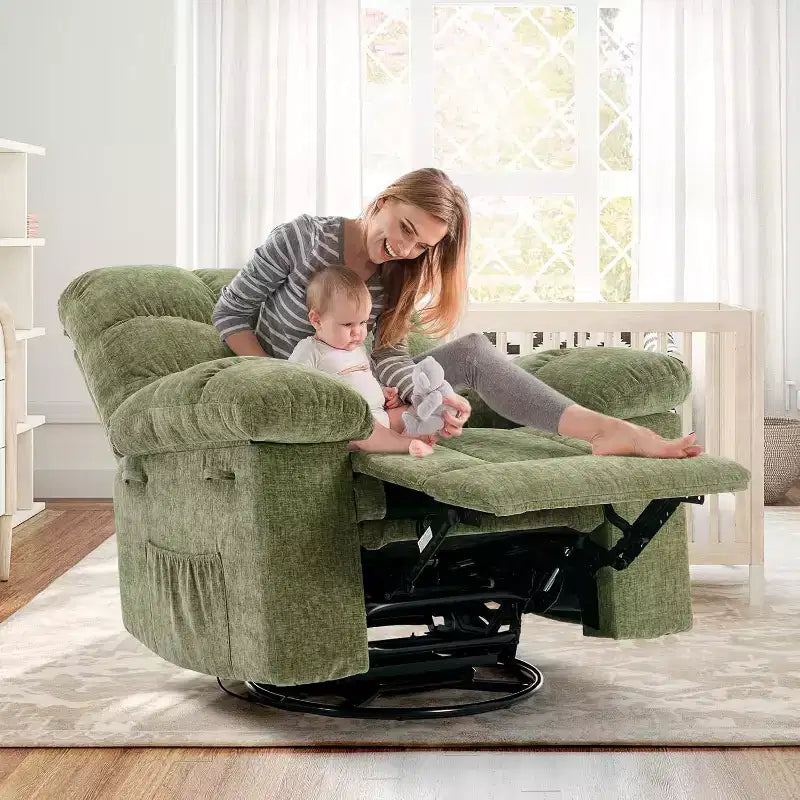 Fauteuil inclinable à bascule, Fauteuil à bascule pivotant à 360°, Fauteuil inclinable simple Lazy Boy, Poches latérales, pour Salon, Petits Espaces