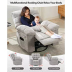 Fauteuil inclinable à bascule, Fauteuil à bascule pivotant à 360°, Fauteuil inclinable simple Lazy Boy, Poches latérales, pour Salon, Petits Espaces