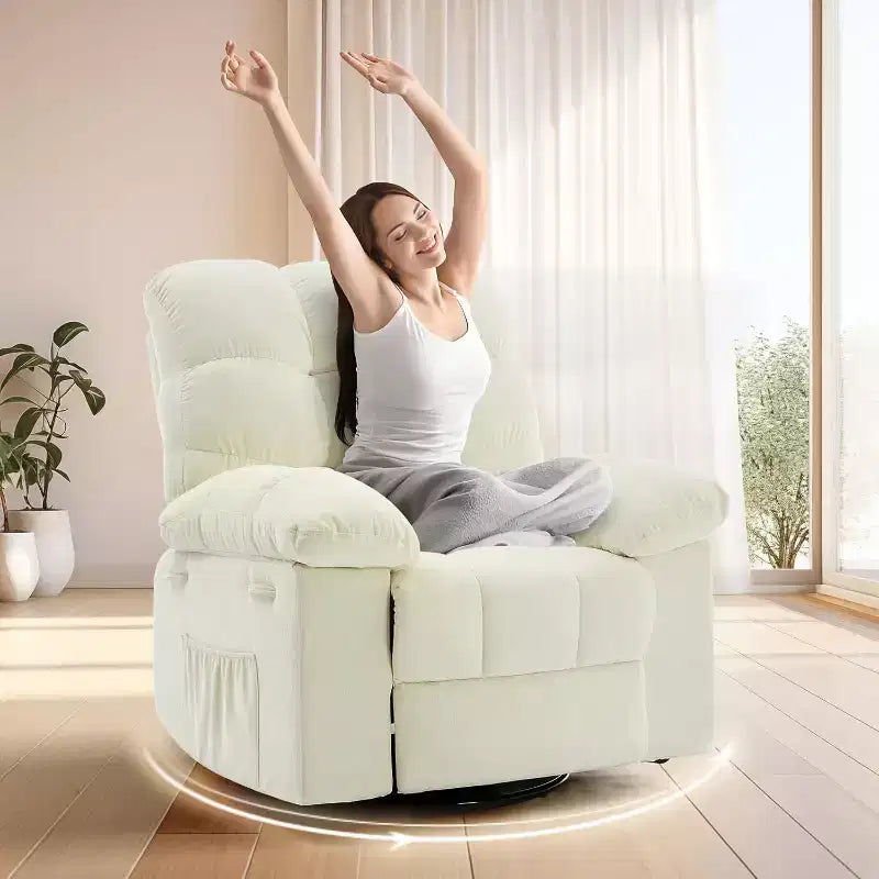 Fauteuil inclinable à bascule, Fauteuil à bascule pivotant à 360°, Fauteuil inclinable simple Lazy Boy, Poches latérales, pour Salon, Petits Espaces