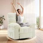 Fauteuil inclinable à bascule, Fauteuil à bascule pivotant à 360°, Fauteuil inclinable simple Lazy Boy, Poches latérales, pour Salon, Petits Espaces