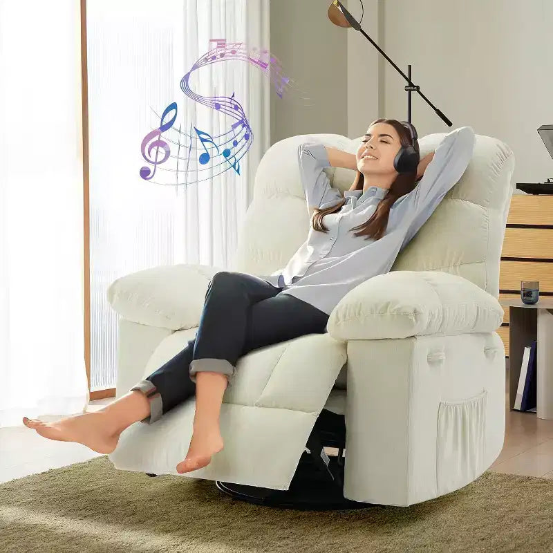 Fauteuil inclinable à bascule, Fauteuil à bascule pivotant à 360°, Fauteuil inclinable simple Lazy Boy, Poches latérales, pour Salon, Petits Espaces
