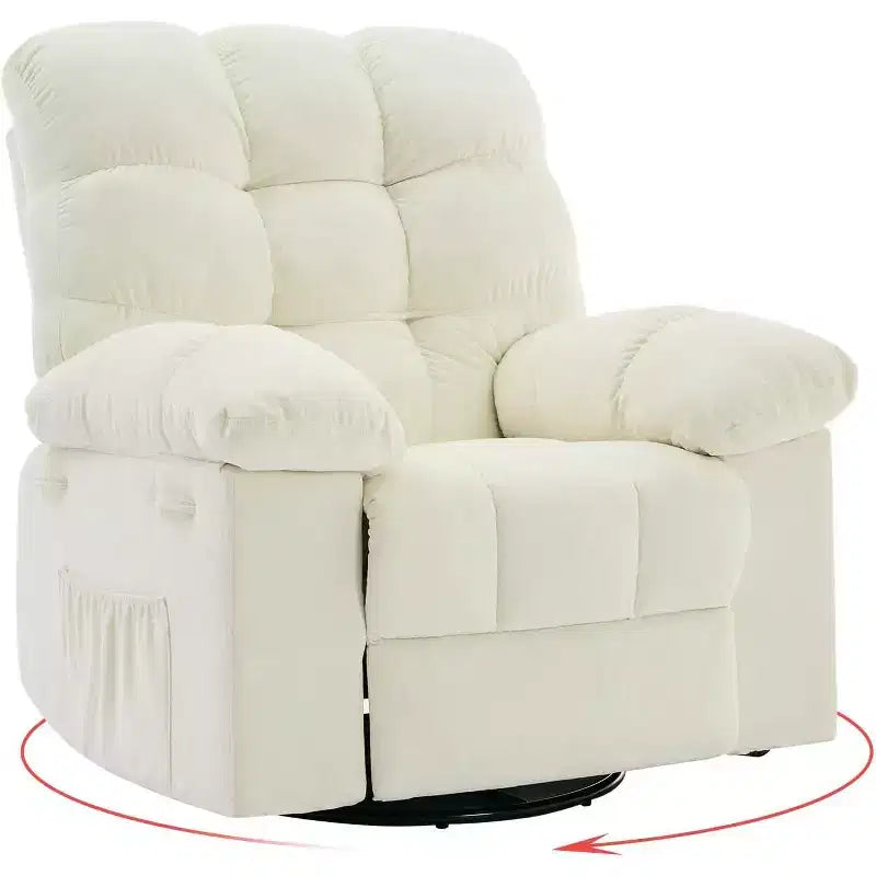 Rocking Recliner Chair, 360 Swivel Rocker Chair, Lazy Boy Recliner Single Sofa, Side Pockets, for Living Room, Small Spaces