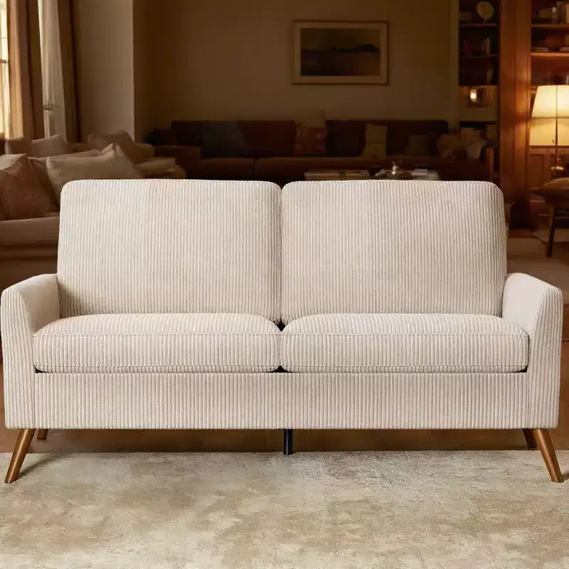 Dyonery 68 Mid Century Modern Loveseat Sofa,Comfy Corduroy Couches for Living Room,Tool-Free Setup Small Couches Green/Gray/Blue/Beige