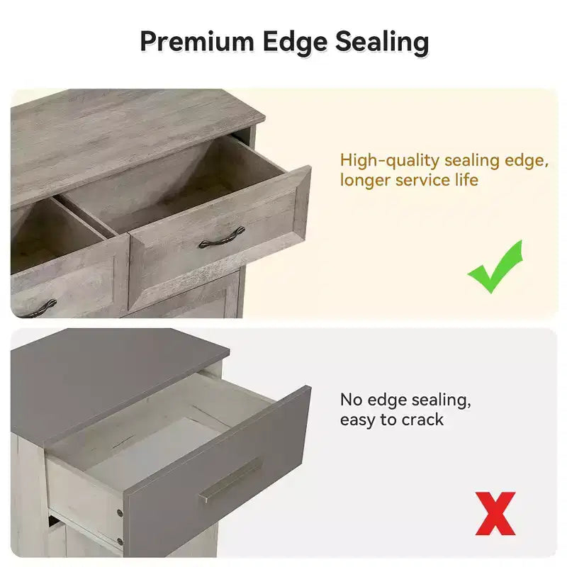 Commode de ferme avec poignées métalliques – 5 ou 6 tiroirs