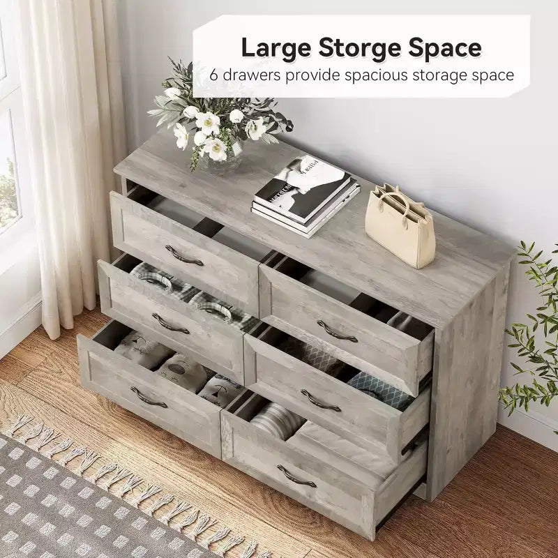 Commode de ferme avec poignées métalliques – 5 ou 6 tiroirs