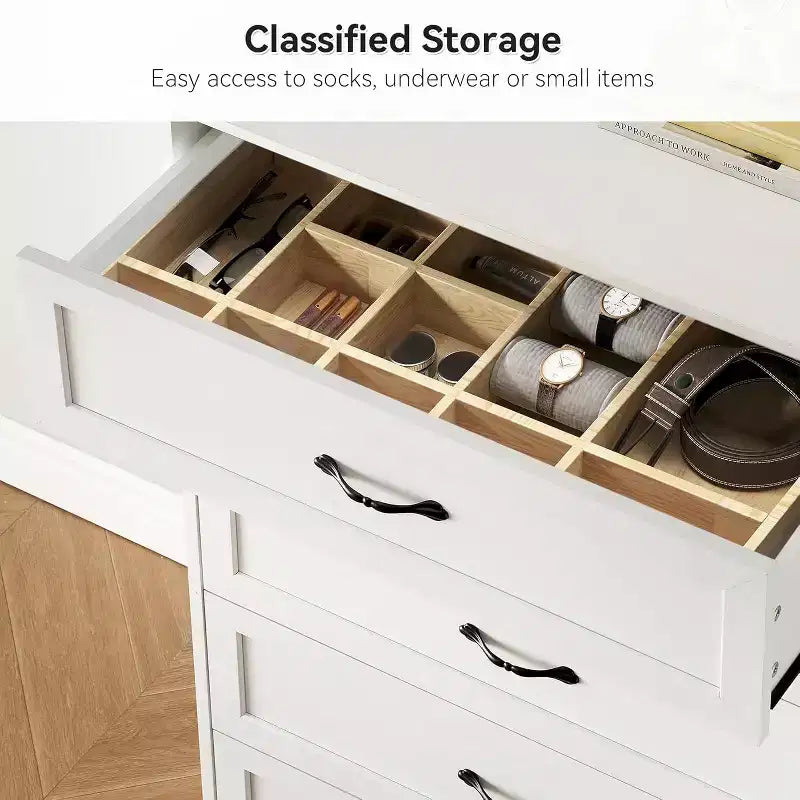 Commode de ferme avec poignées métalliques – 5 ou 6 tiroirs