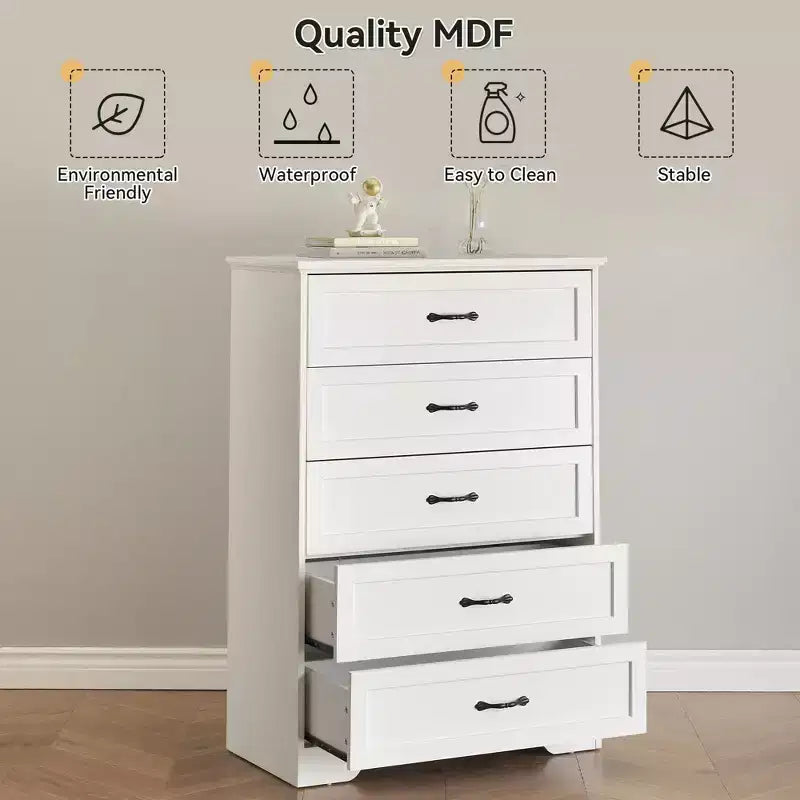 Commode de ferme avec poignées métalliques – 5 ou 6 tiroirs