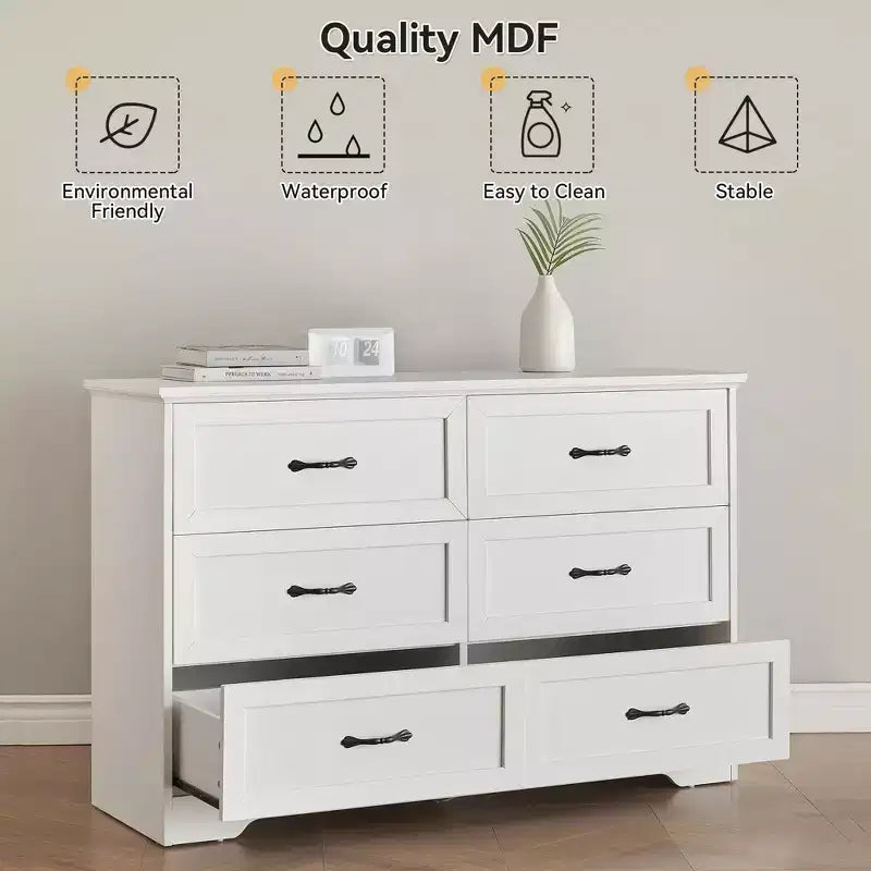 Commode de ferme avec poignées métalliques – 5 ou 6 tiroirs