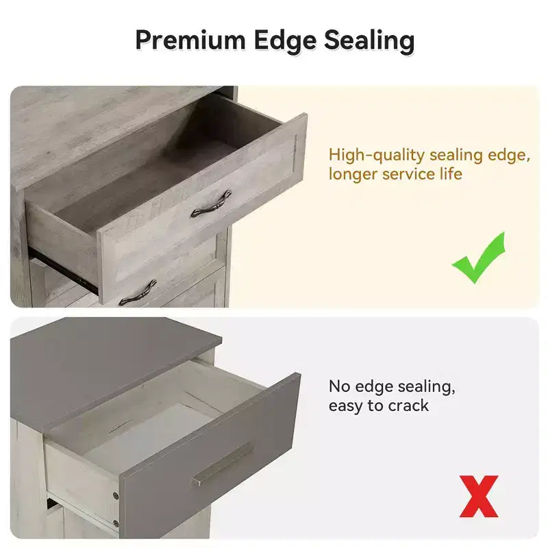 Commode de ferme avec poignées métalliques – 5 ou 6 tiroirs