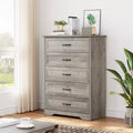 5/6 Drawer Dresser, Farmhouse Chest of Drawer with Metal Handles, Modern Storage Organizer with Anti-Collapse Design, Wooden Tall Dresser