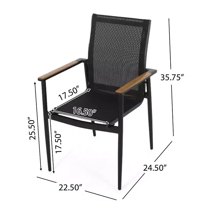 Chaises de salle à manger modernes d'extérieur en maille et aluminium