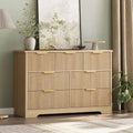 Zstar Modern Fluted Dresser for Bedroom, 7 Drawer Storage Cabinet with Metal Handel