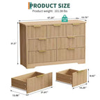 Commode moderne cannelée à 7 tiroirs – Finition chêne