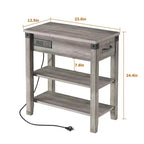 Table d'appoint relevable avec tiroir de rangement, ports USB et prises, table d'appoint avec étagères et sac de rangement pour petits espaces
