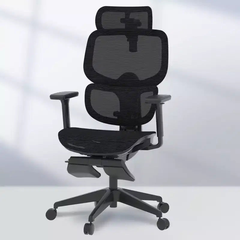 FLEXISPOT C7 Ergonomic Office Chair With Footrest, Mesh Seat, Black
