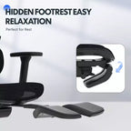 Chaise de bureau ergonomique C7 avec repose-pieds, assise en maille, noir