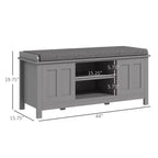Banc de rangement fonctionnel moderne avec portes coulissantes de style grange, banc à chaussures avec coussin en lin pour chambre à coucher, entrée