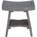 HomeRoots 18 Gray Solid Wood Rectangular Shower Bench With Shelf