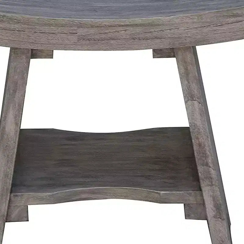 Banc de douche rectangulaire en bois massif gris de 18 po avec étagère