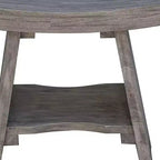 Banc de douche rectangulaire en bois massif gris de 18 po avec étagère