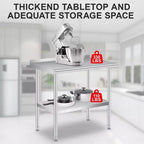 Table de travail professionnelle en acier inoxydable, robuste, avec étagère réglable, pour cuisine, restaurant, entreprise