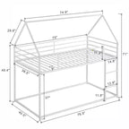 Lit superposé cabane jumeau sur jumeau avec échelle/toboggan intégré, cadre en métal, pas besoin de sommier tapissier, blanc/noir