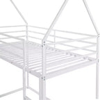 Lit superposé cabane jumeau sur jumeau avec échelle/toboggan intégré, cadre en métal, pas besoin de sommier tapissier, blanc/noir