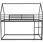 Lit superposé cabane jumeau sur jumeau avec échelle/toboggan intégré, cadre en métal, pas besoin de sommier tapissier, blanc/noir
