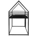 Lit superposé cabane jumeau sur jumeau avec échelle/toboggan intégré, cadre en métal, pas besoin de sommier tapissier, blanc/noir