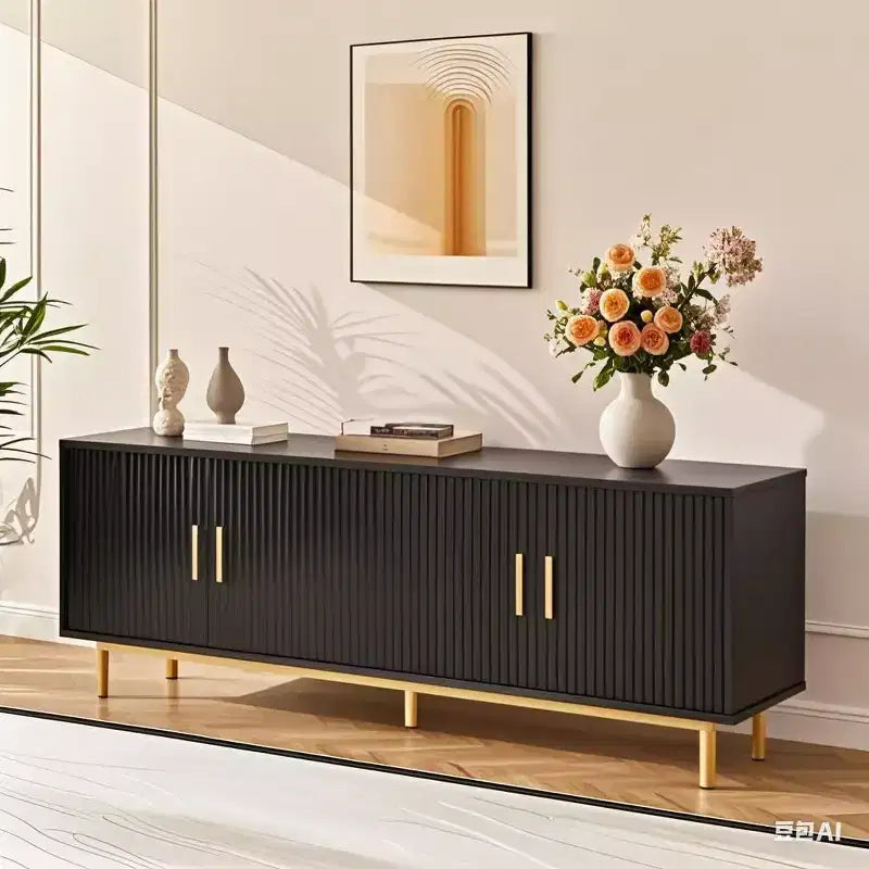 Meuble TV cannelé de 70 po, centre de divertissement avec étagère de rangement réglable, console TV moderne pour salon et chambre, blanc