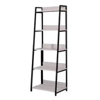 HomeRoots 67 Natural and Black Metal Five Tier Ladder Bookcase