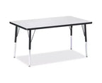 Table rectangulaire (30 x 48) à hauteur adulte en noir, avec plateau coloré et bordure colorée