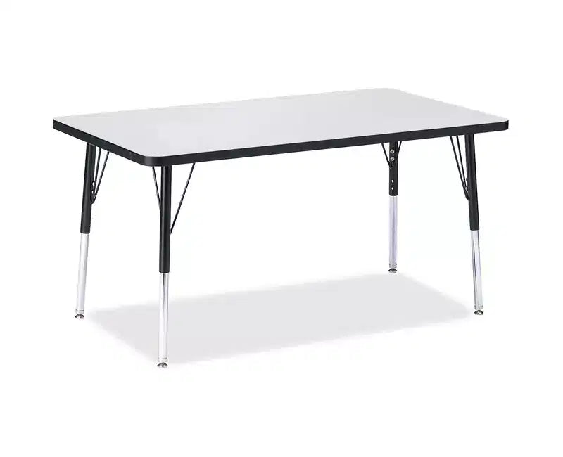 Table rectangulaire (30 x 48) à hauteur adulte en noir, avec plateau coloré et bordure colorée