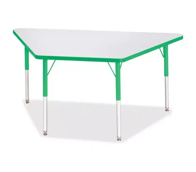 Jonti-Craft Berries Adult-Size Gray Laminate Trapezoid Table 30 x 60 in Green