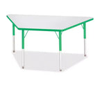 Jonti-Craft Berries Adult-Size Gray Laminate Trapezoid Table 30 x 60 in Green